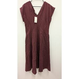 A New Day Women’s Burgundy Midi Dress Size L V Neck Short Sleeve Casual
